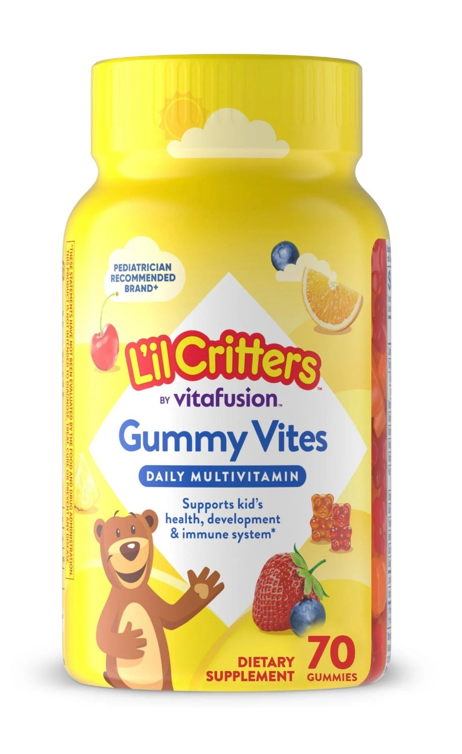 L'il Critters Gomitas Multivitamina Gomosa Diaria para Niños Mayores de 2 Años, Sabores de Frutas, 70 Unidades