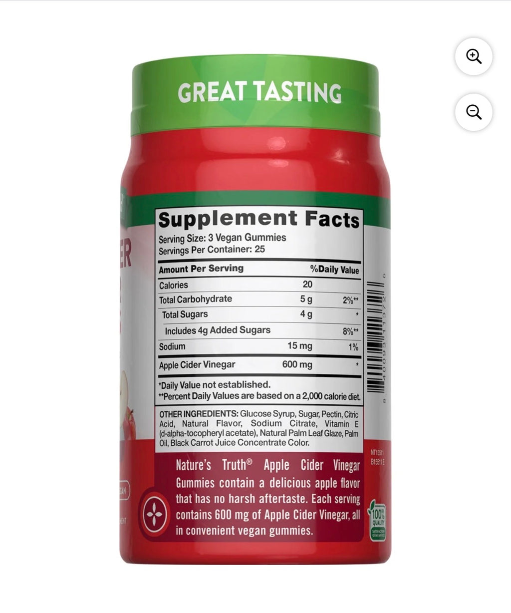 Nature's Truth Gomitas de vinagre de de manzana 600 mg