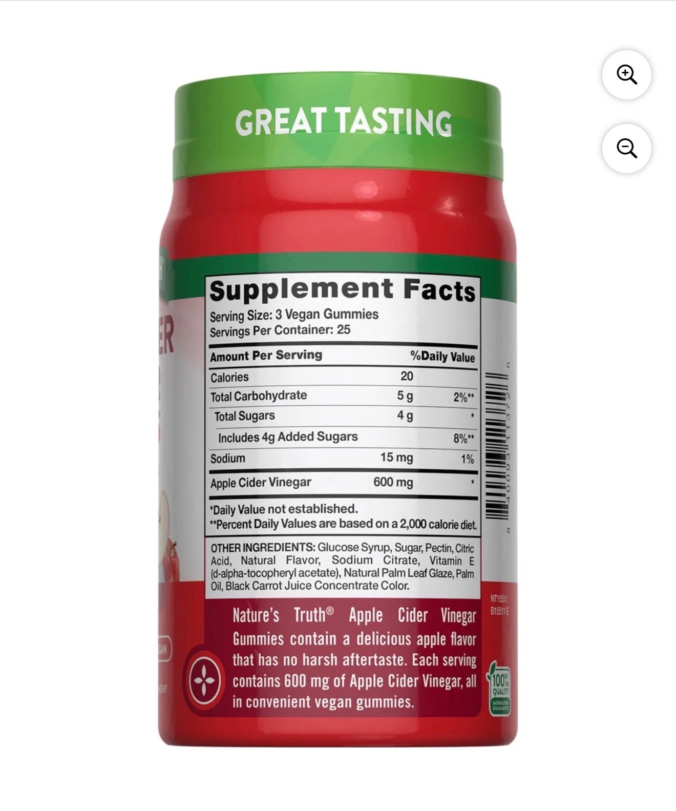 Nature's Truth Gomitas de vinagre de de manzana 600 mg
