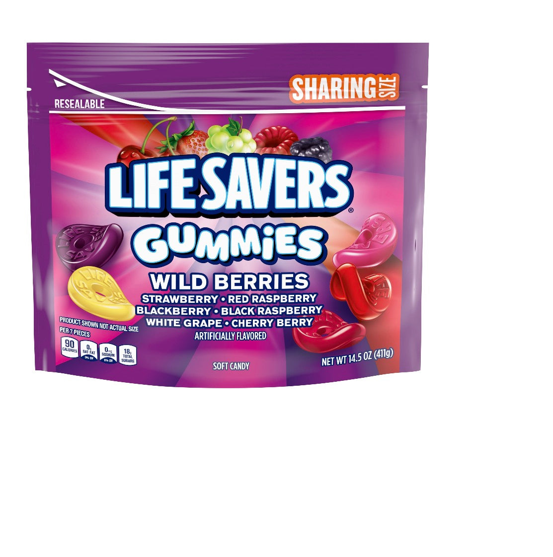Life Savers Caramelos de Goma de Bayas Silvestres, Tamaño para Compartir: Bolsa Resellable de 14.5 oz