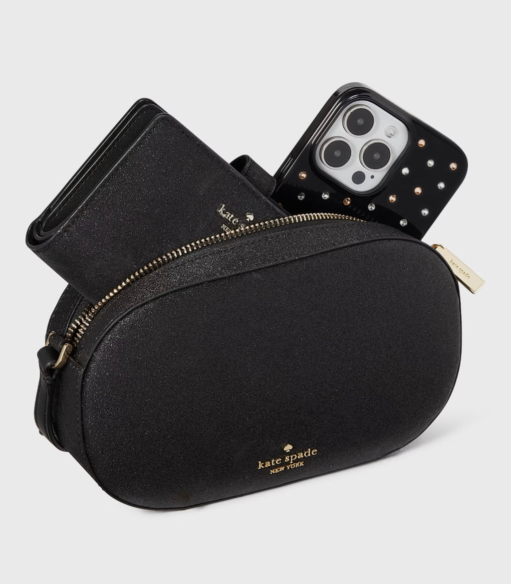 Kate Spade Glimmer Black Oval Crossbody Bag