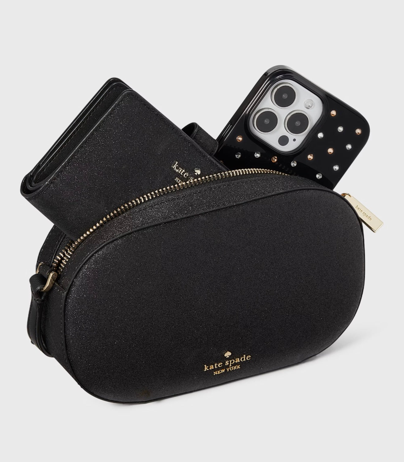 Kate Spade Glimmer Black Oval Crossbody Bag
