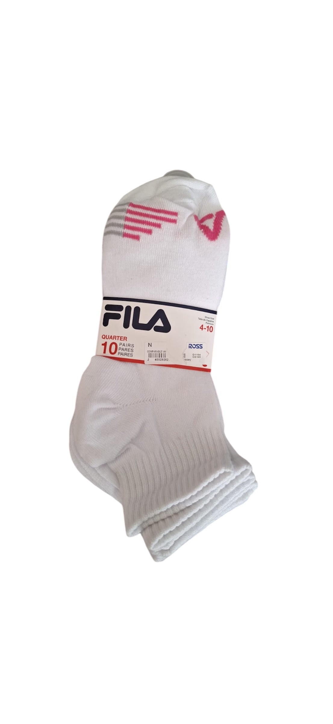 Fila Calcetines para Mujer, Paquete Blanco Multicolor de 10pz