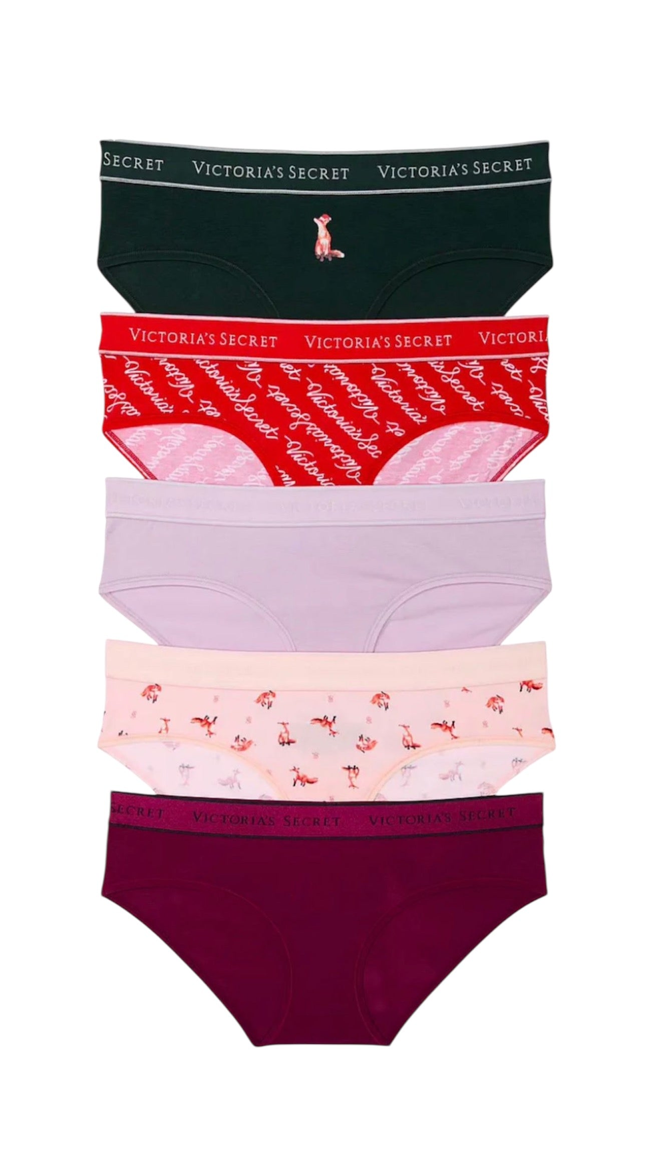 VICTORIA'S SECRET
Paquete de 5 panties  Hiphugger de algodón con logotipo